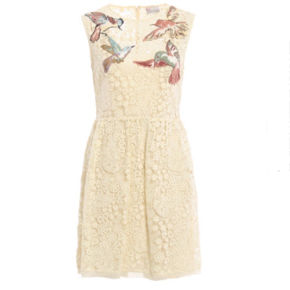 Valentino Red Floral Macrame Embroidered Dress - Picture 1 of 12